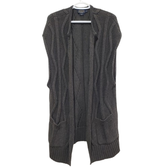 Pendleton Sleeveless Cashmere Blend Open Front Cardigan Sz L P Olive Green Knit - Picture 1 of 14